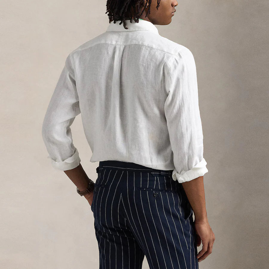 Polo Ralph Lauren Effortlessly Elegant Cotton Linen Shirt in Whisper White