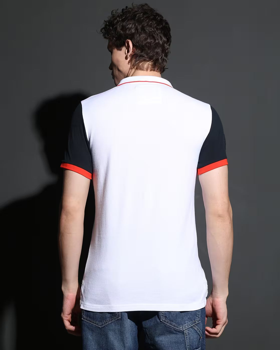 Superdry Premium Pique Polo in Crisp White with Bold Navy and Fiery Red Accents
