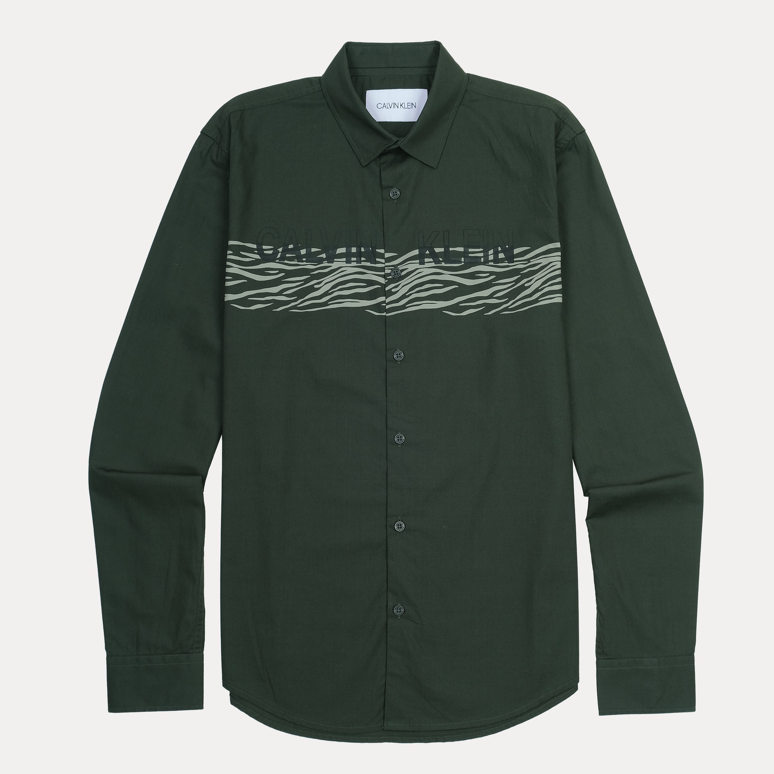 Calvin Klein Urban Jungle Long Sleeve Shirt in Forest Green