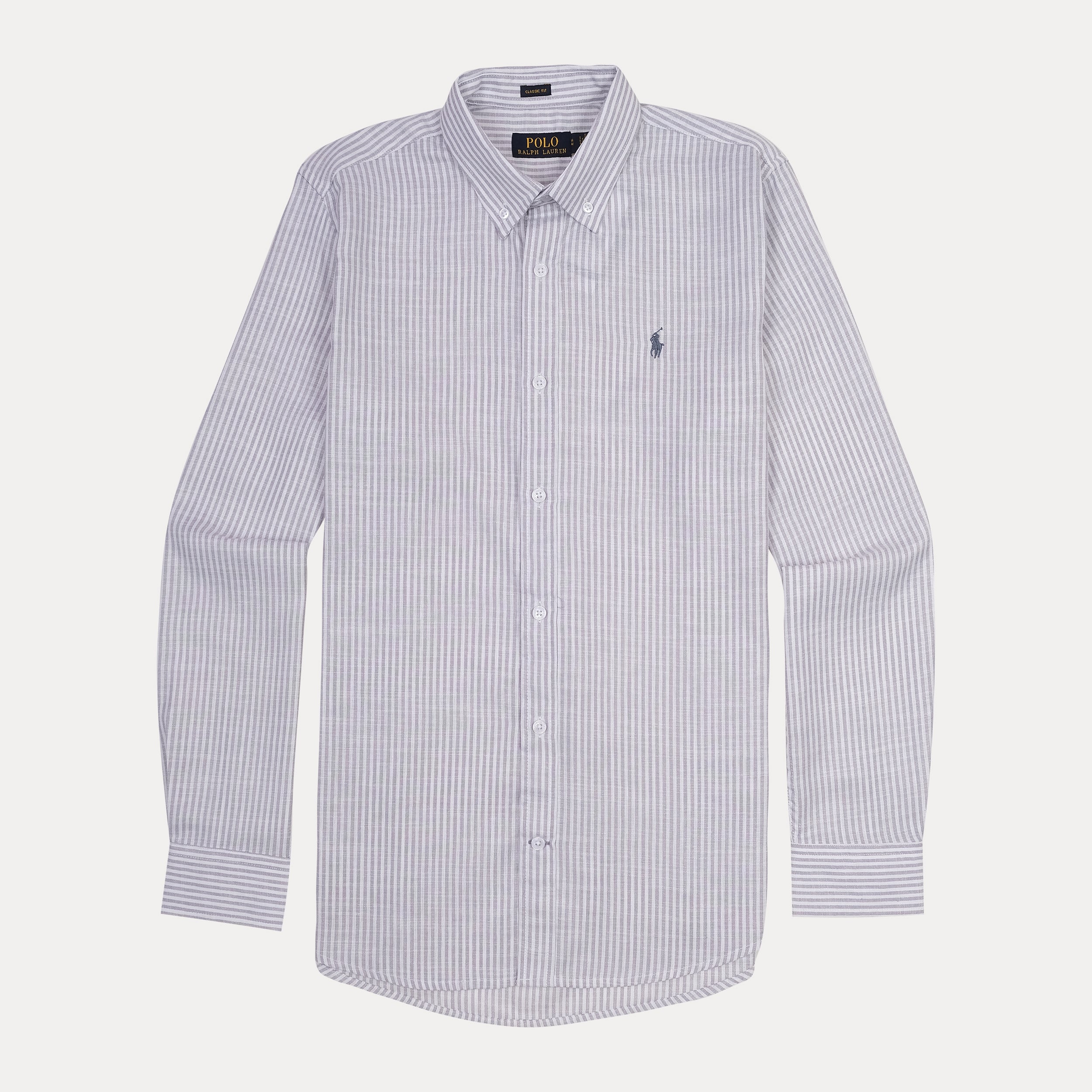 Polo Ralph Lauren Classic Fit Striped Linen Shirt in Whispering Gray