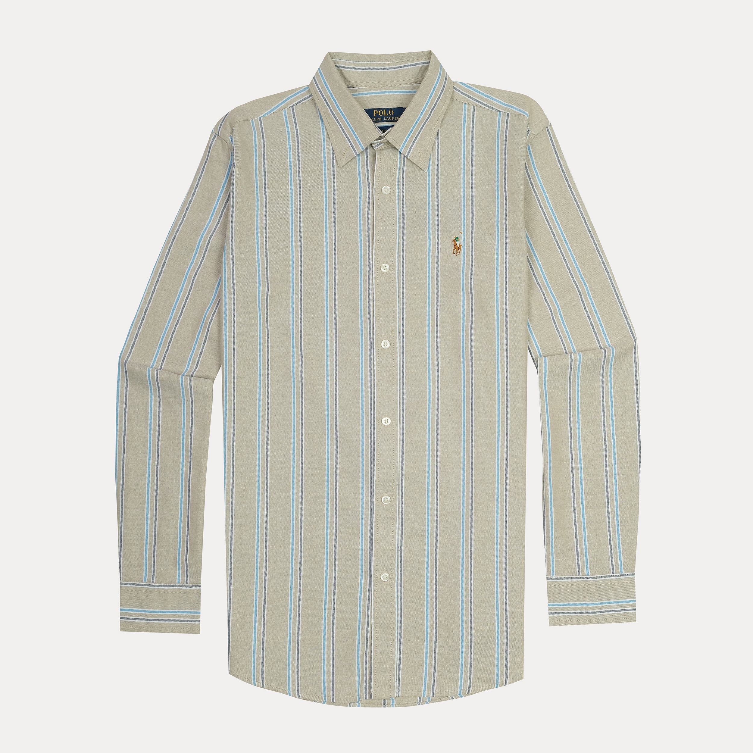 Polo Ralph Lauren Striped Elegance Shirt in Soft Sand & Sky Blue