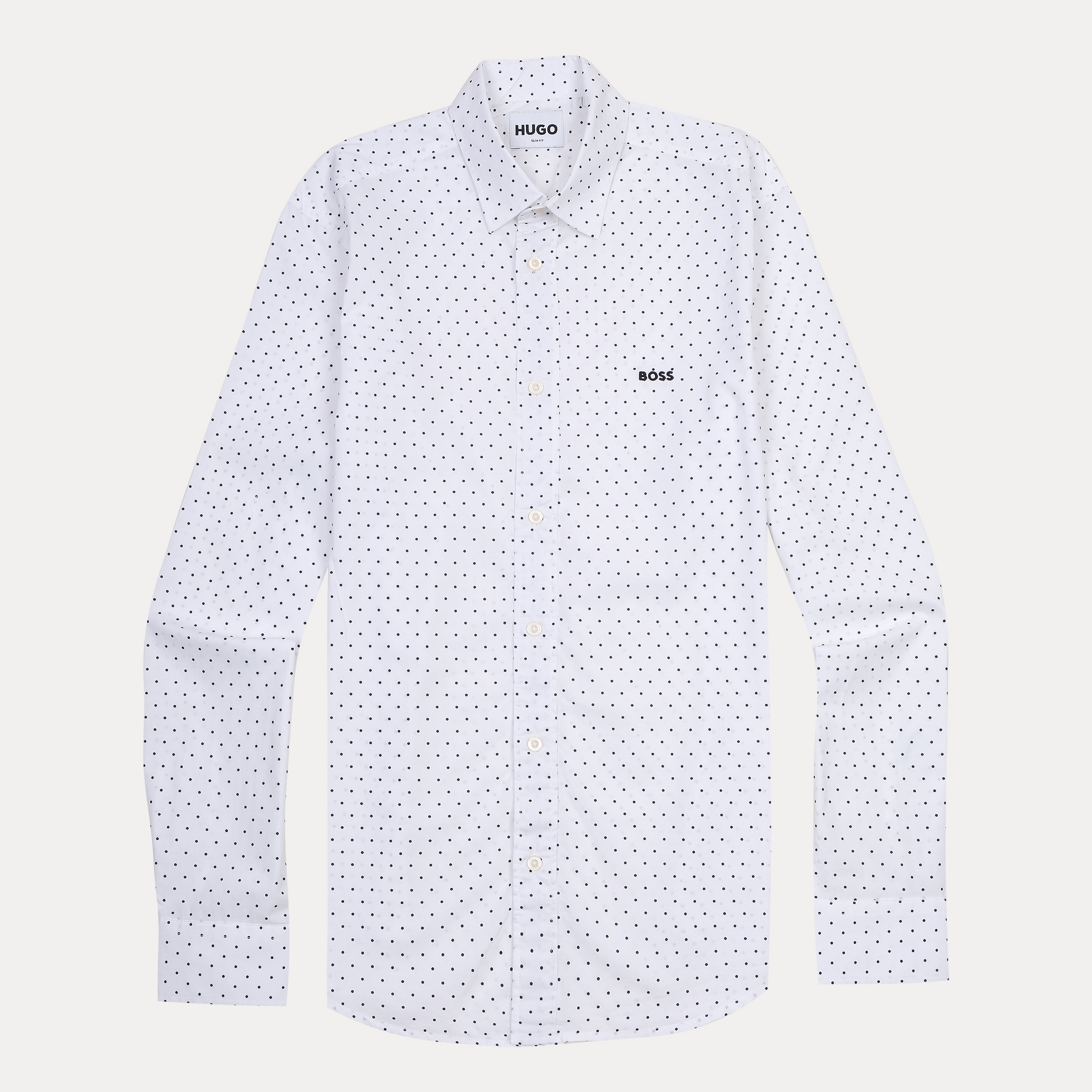 HUGO Dapper Dots Slim Fit Shirt in Crisp Cloud White