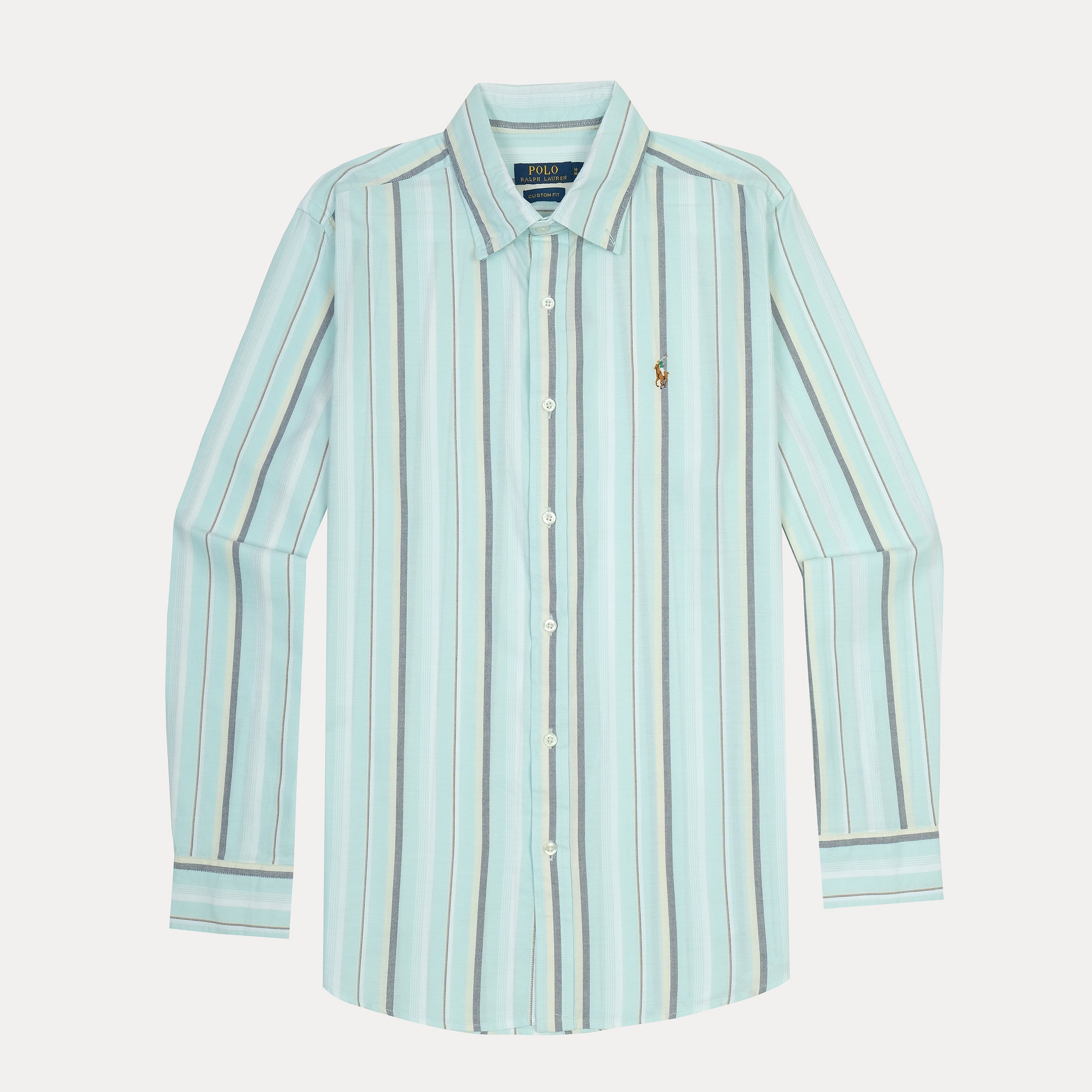Polo Ralph Lauren Breezy Aqua Striped Custom Fit Shirt