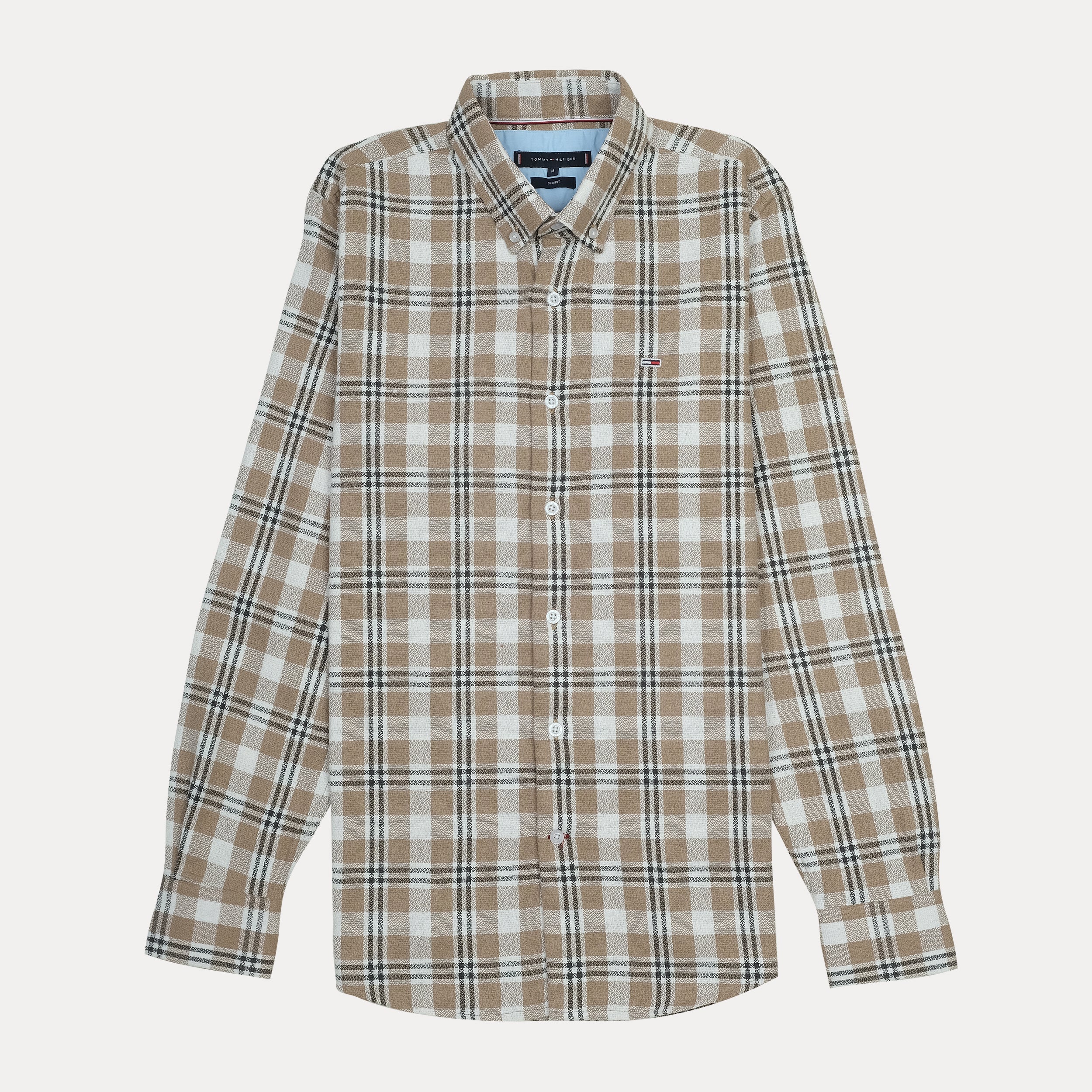TOMMY HILFIGER Untamed Sable Umber Long Sleeve Button-Up Shirt