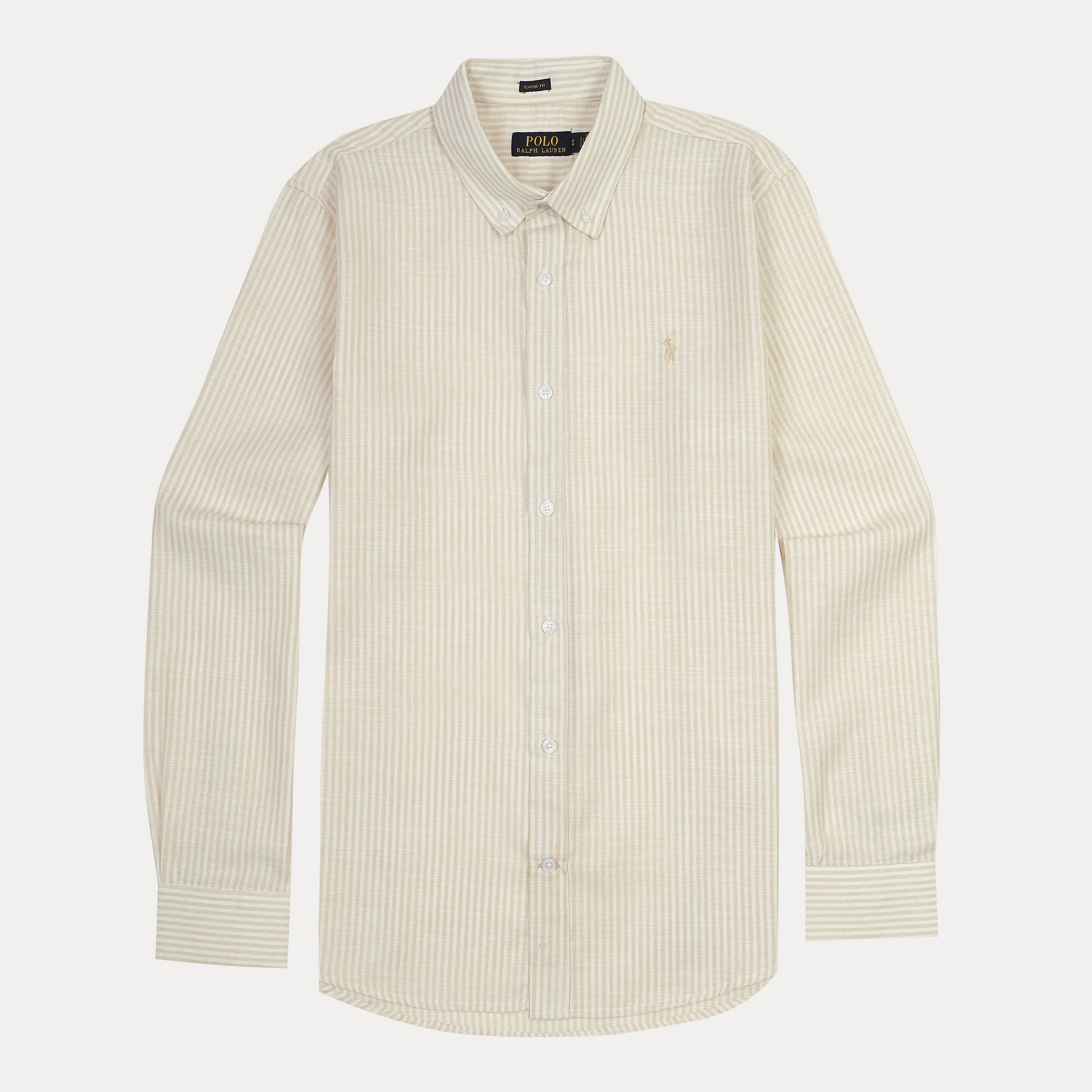 Polo Ralph Lauren Classic Fit Striped Linen Shirt in Creamy Vanilla