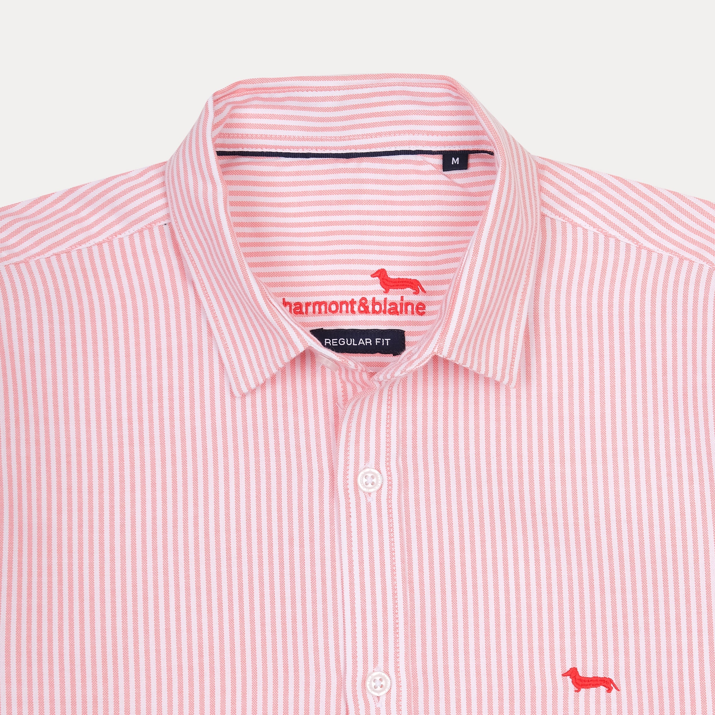 Harmont & Blaine Striped Elegance Shirt in Blushing Coral