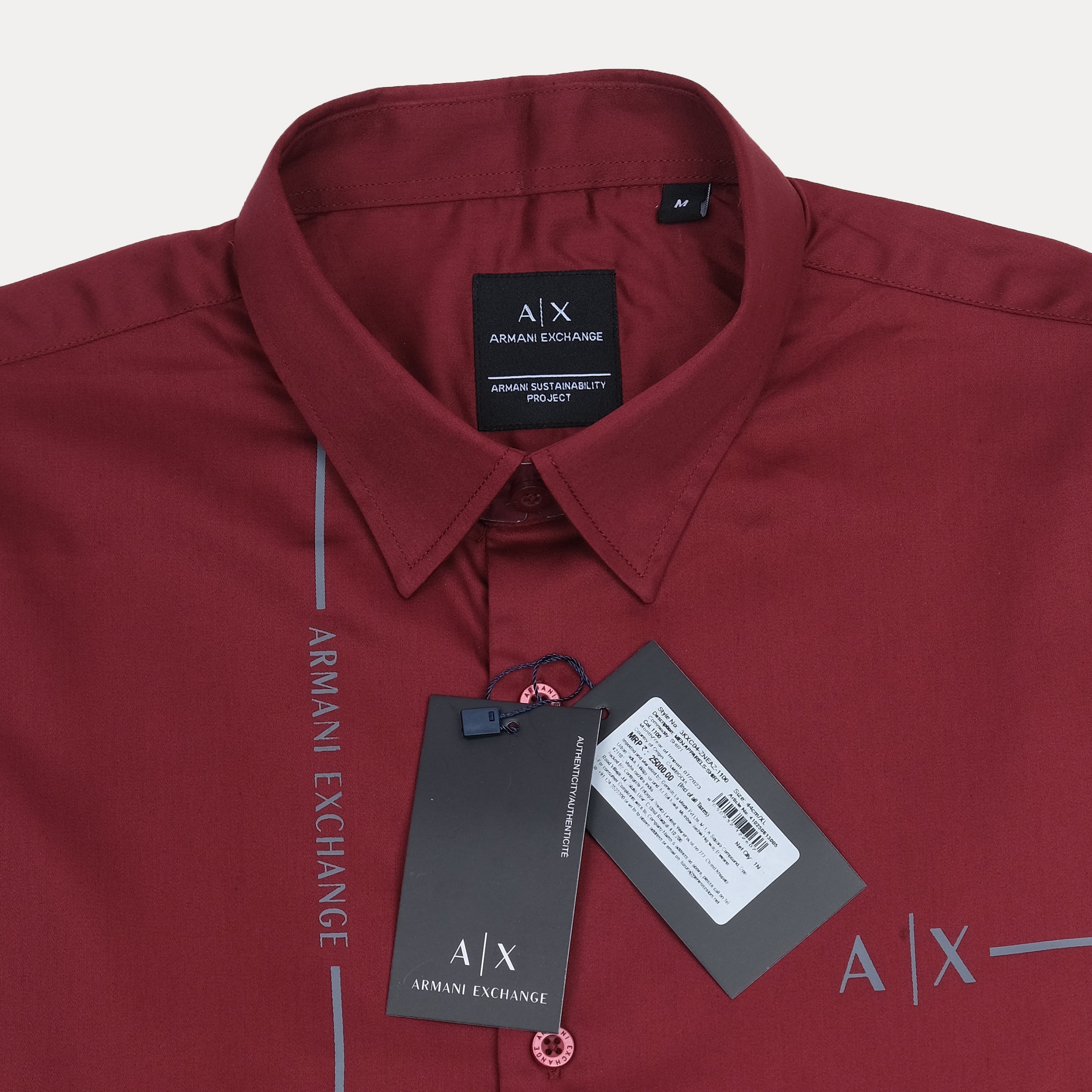 Armani Exchange Elegant Merlot Button-Up Shirt