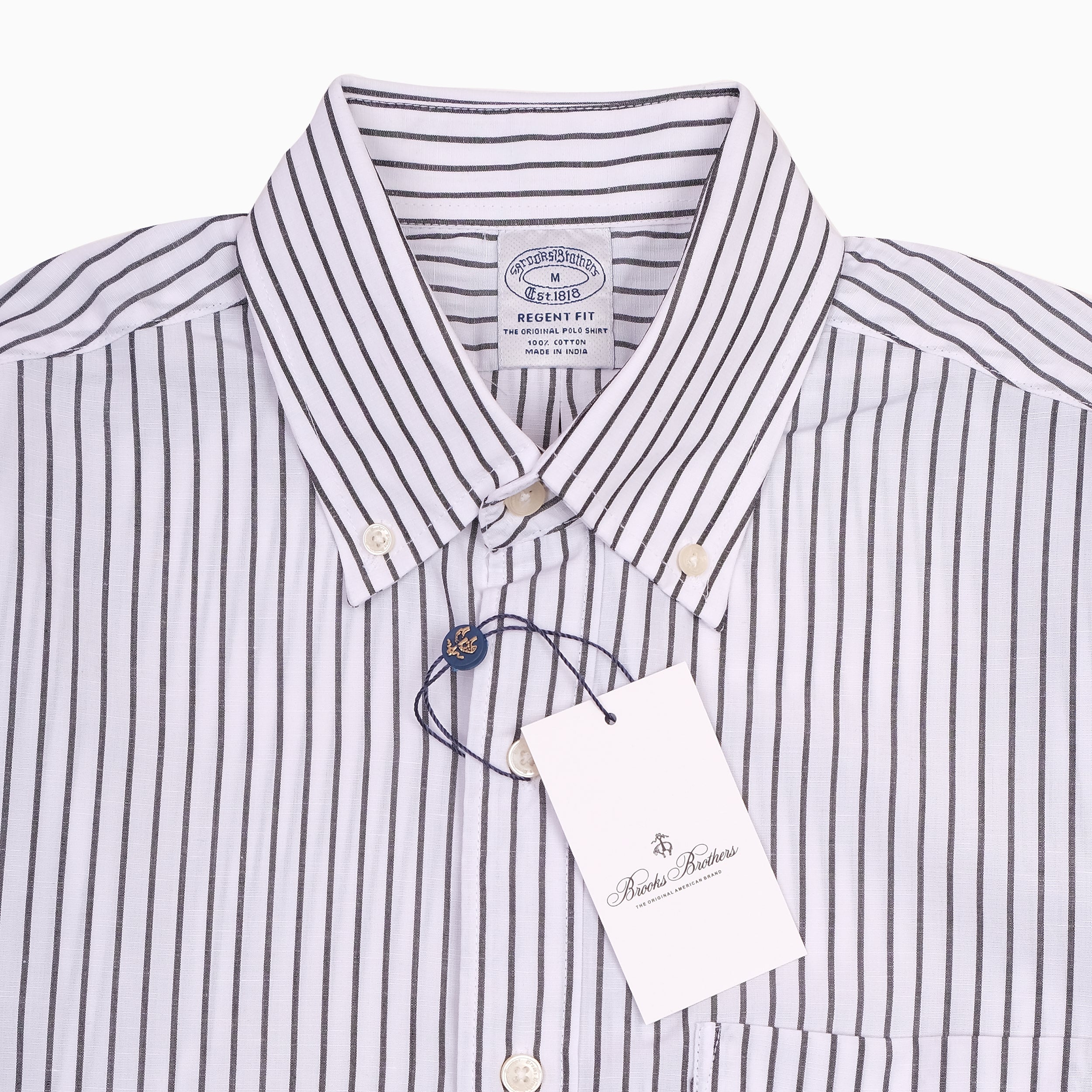 Brooks Brothers Striped Button-Up Shirt with Embroidered Crest