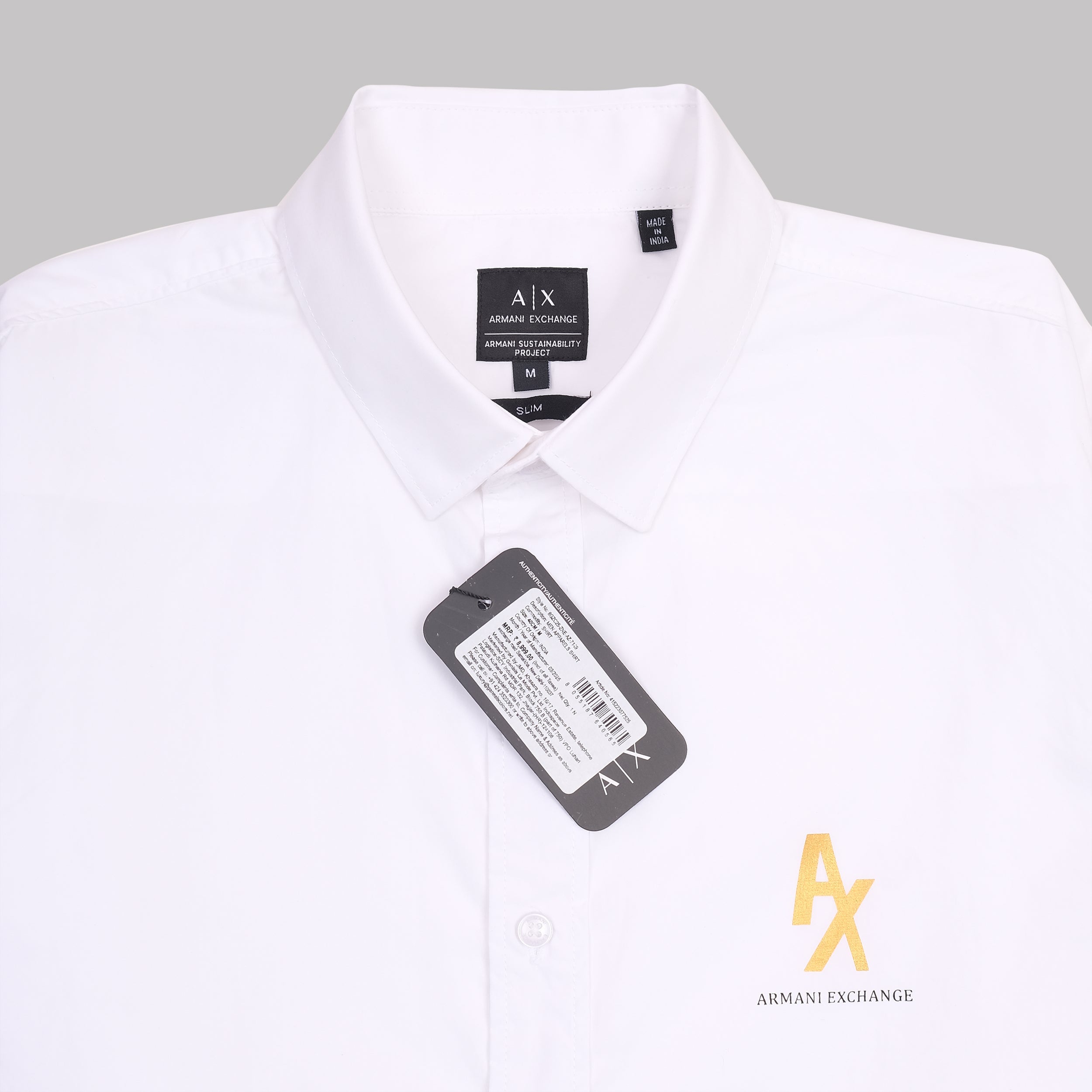 Armani Exchange Classic White Button-Up Shirt with Logo
