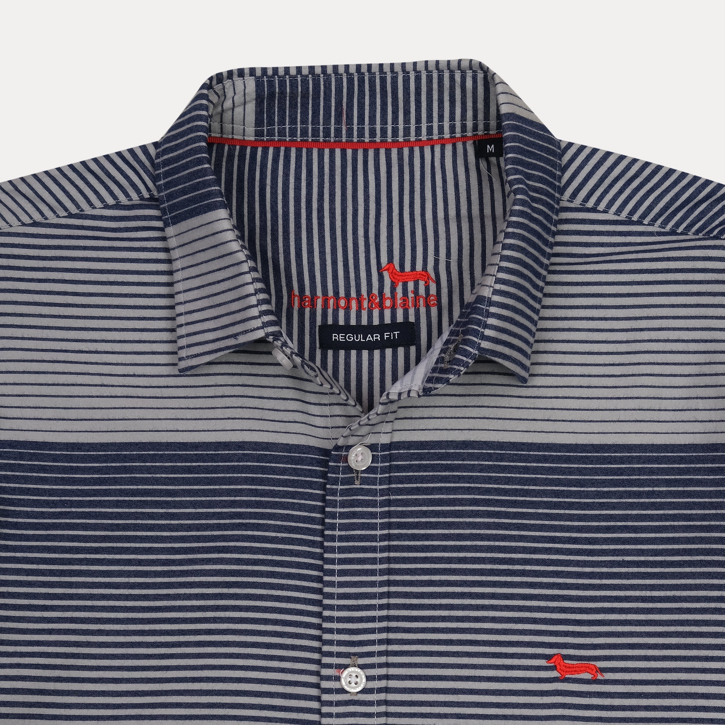 harmont&blaine Striped Elegance Shirt in Nautical Blue & Silver