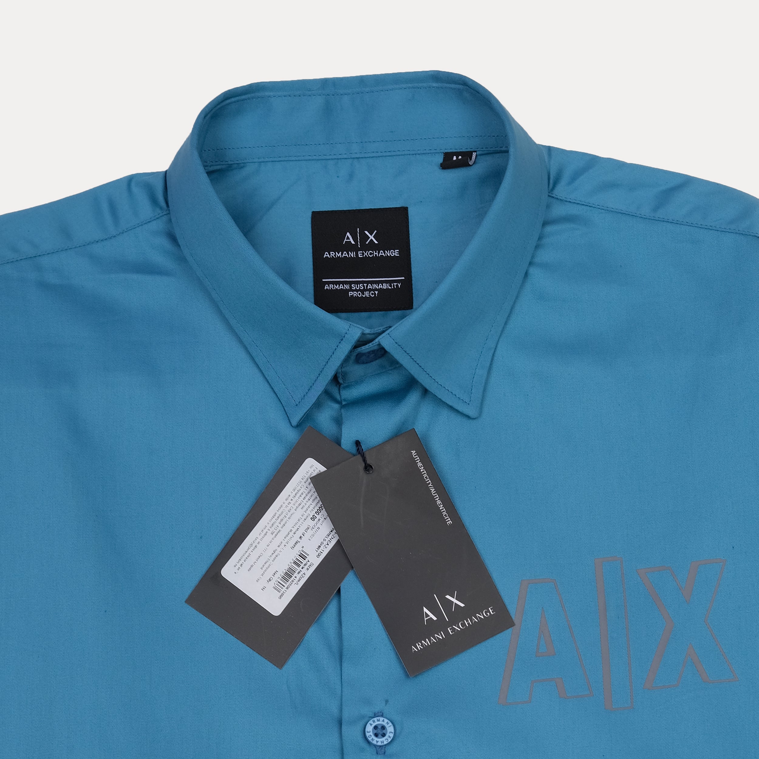Armani Exchange Dapper Sky Blue Button-Up Shirt