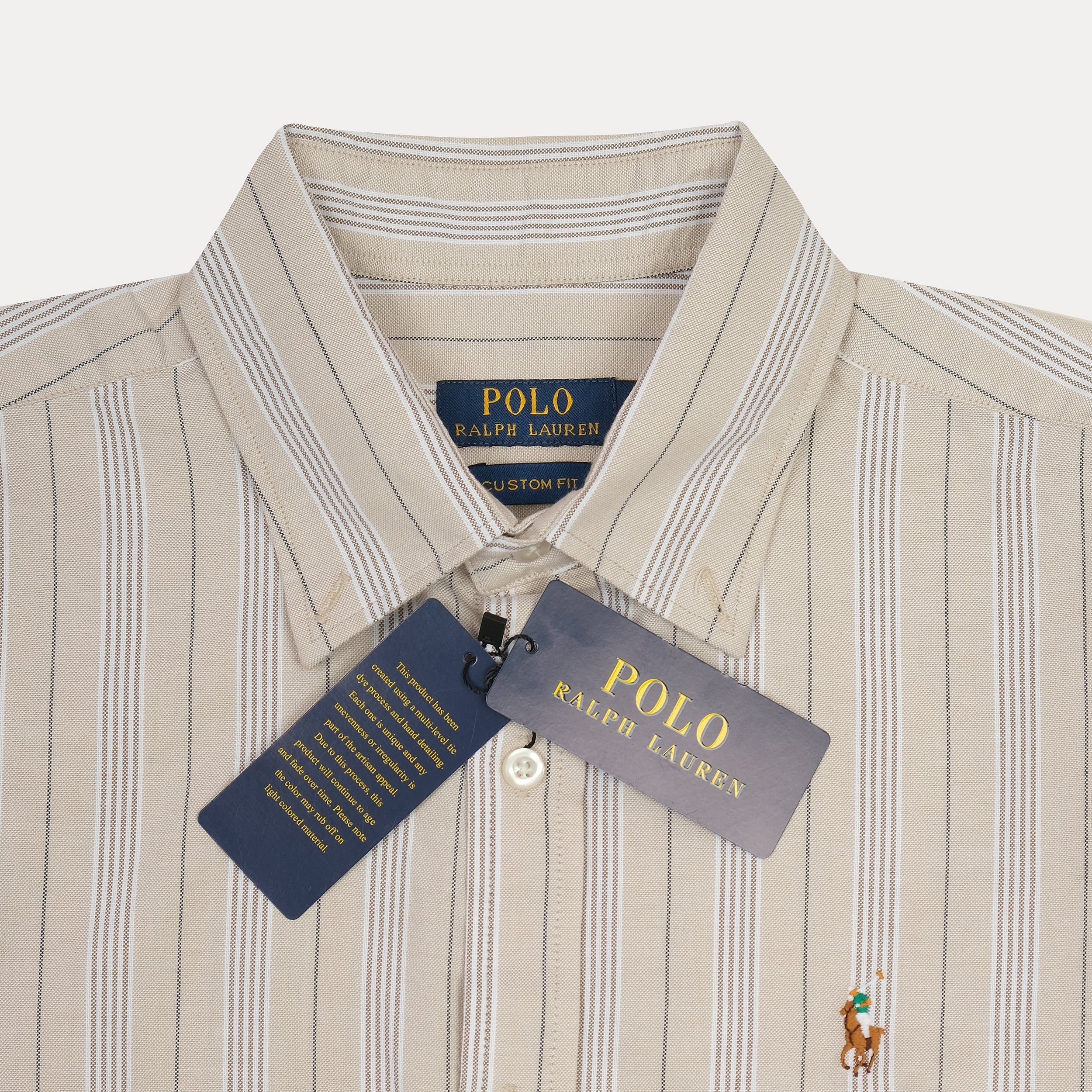 Polo Ralph Lauren Striped Elegance Shirt - Creamy Beige with Subtle Blue Stripes