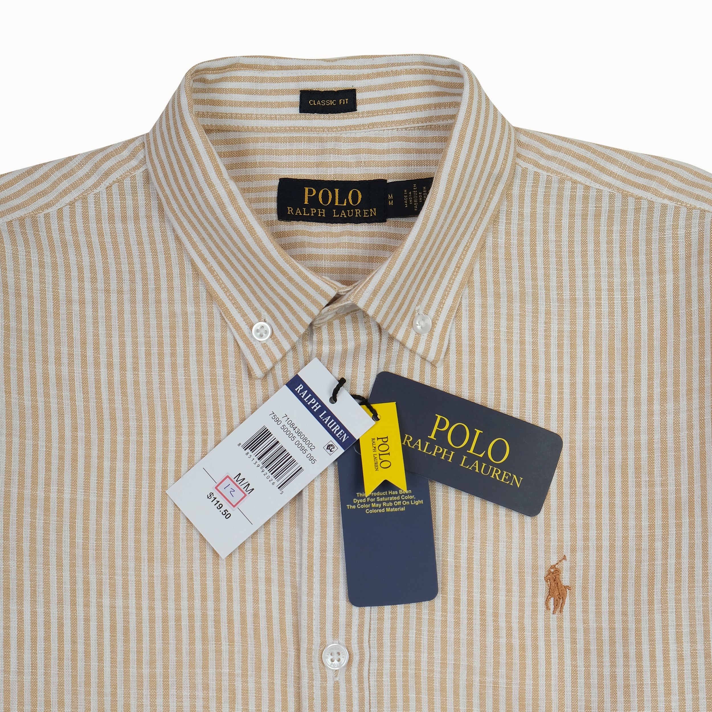 Polo Ralph Lauren Classic Fit Striped Linen Shirt in Golden Sand