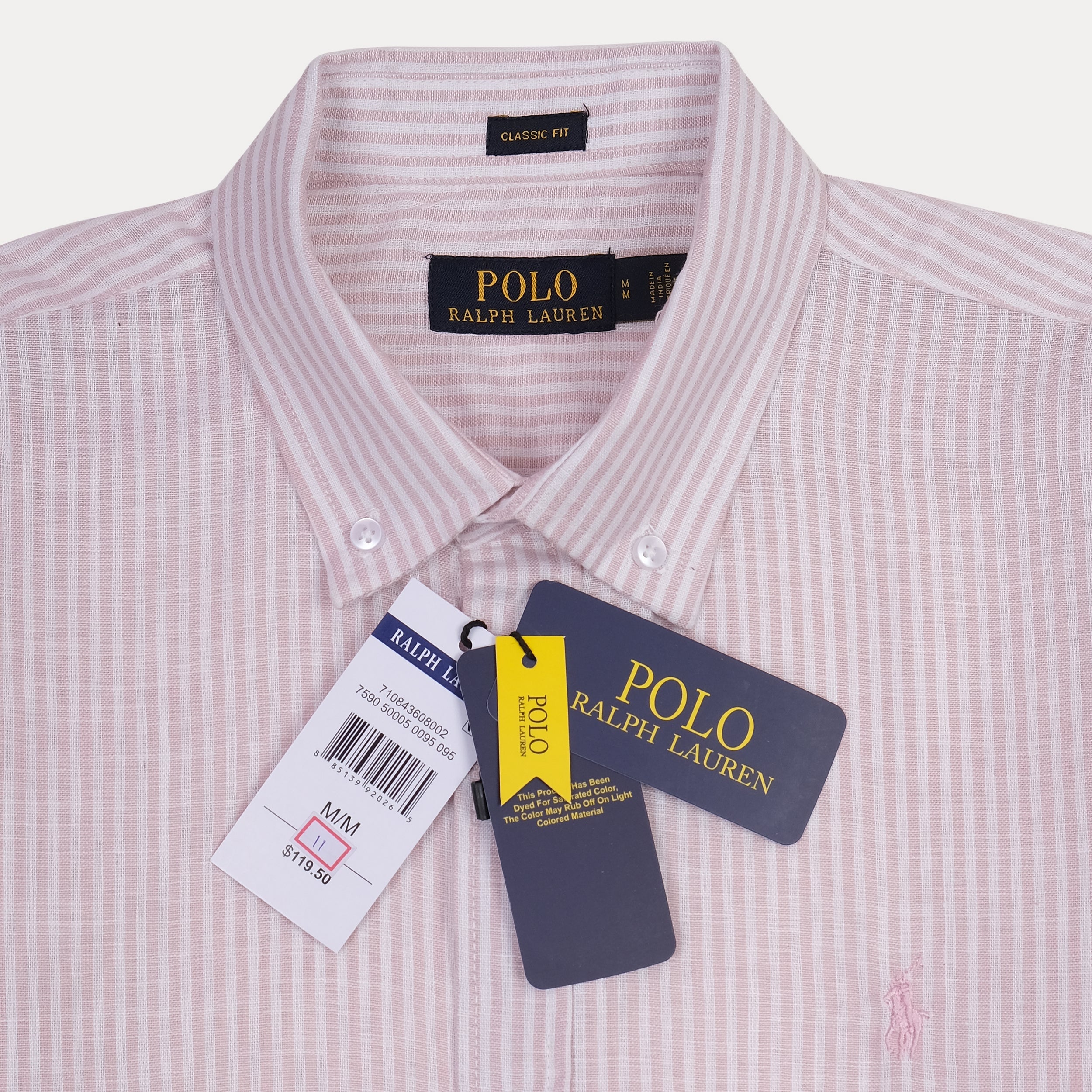 Polo Ralph Lauren Classic Fit Striped Linen Shirt in Blush Whisper