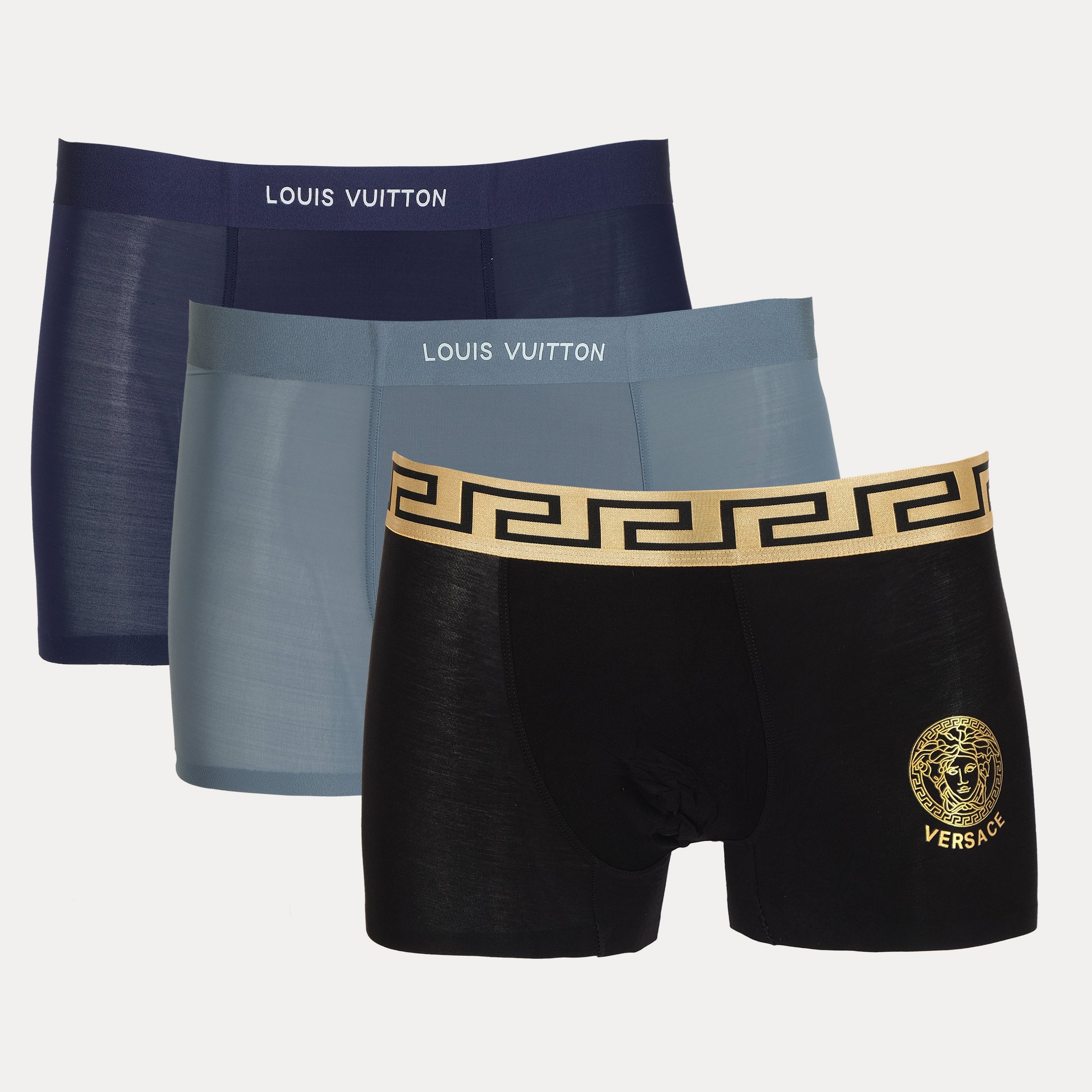 Louis Vuitton Versace Stichless Luxurious Midnight Blue Boxer Briefs