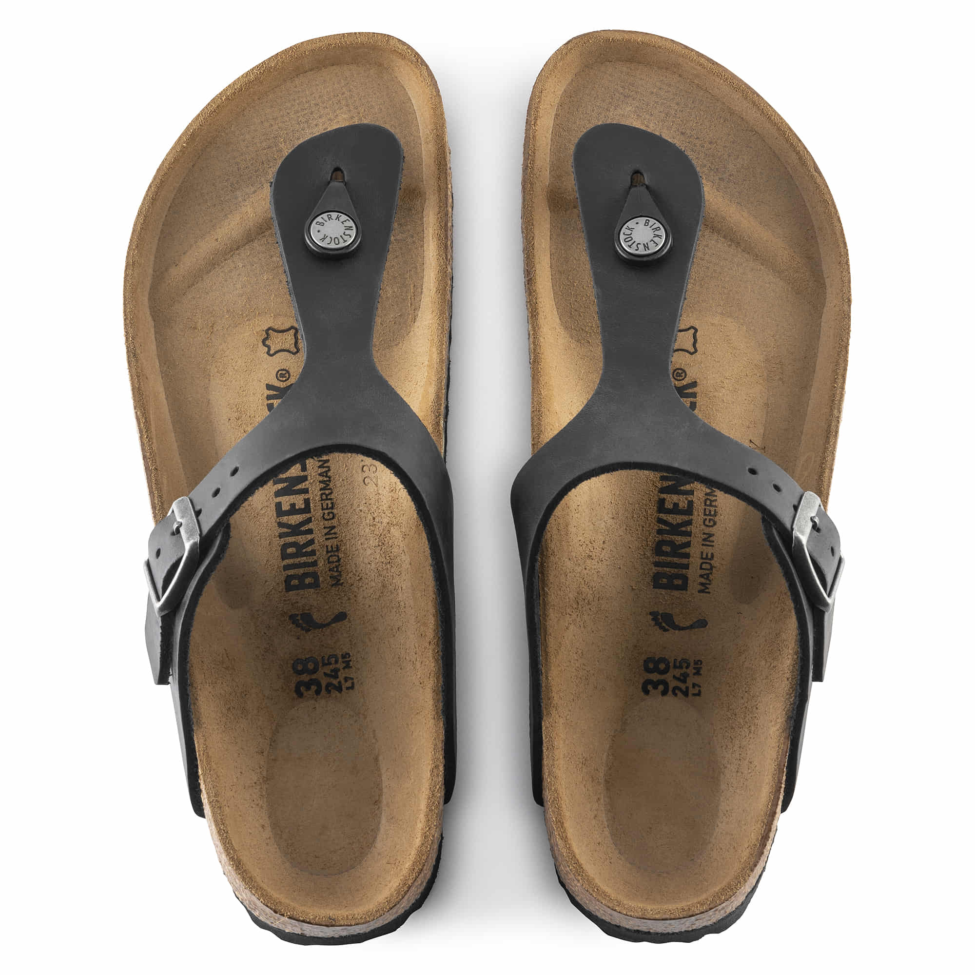Birkenstock Elegant Black Cork Footbed Sandals