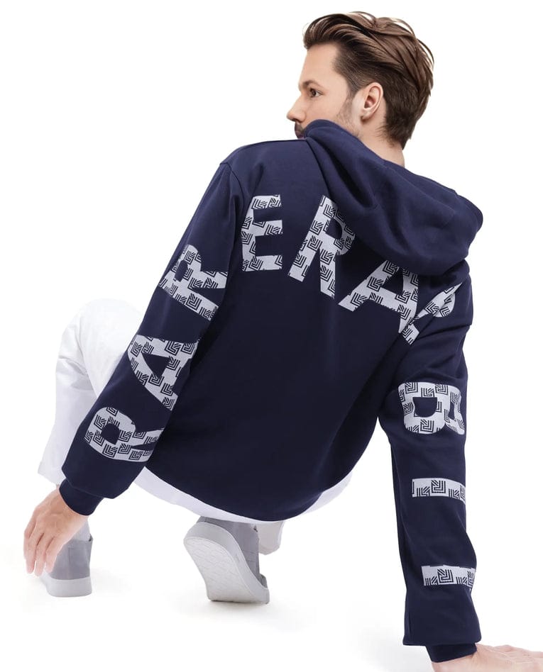 RARE RABBIT Cozy Midnight Blue Graphic Hoodie