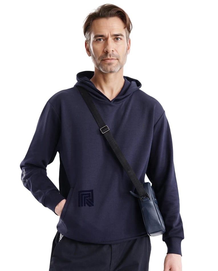 RARE RABBIT Cozy Midnight Blue Graphic Hoodie