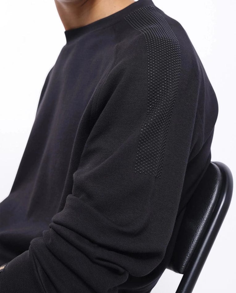 RARE RABBIT Cozy Charcoal Crewneck Sweatshirt with Stylish Mesh Accents