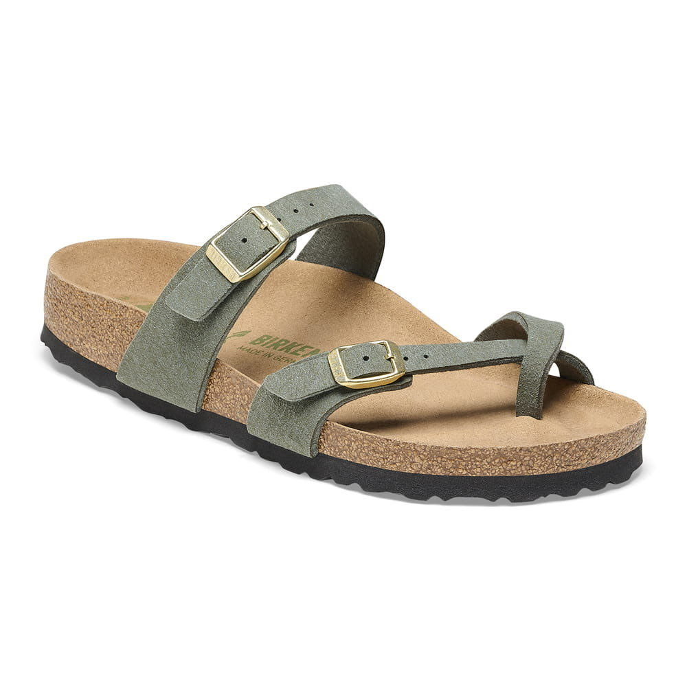 Birkenstock Eco-Friendly Olive Green Vegan Sandals with Chic Buckles