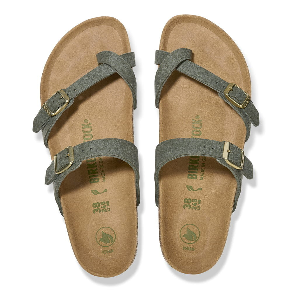 Birkenstock Eco-Friendly Olive Green Vegan Sandals with Chic Buckles
