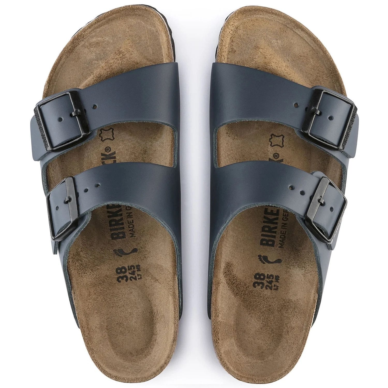Birkenstock Stylish Slate Grey Two-Strap Sandals with Cork Footbed