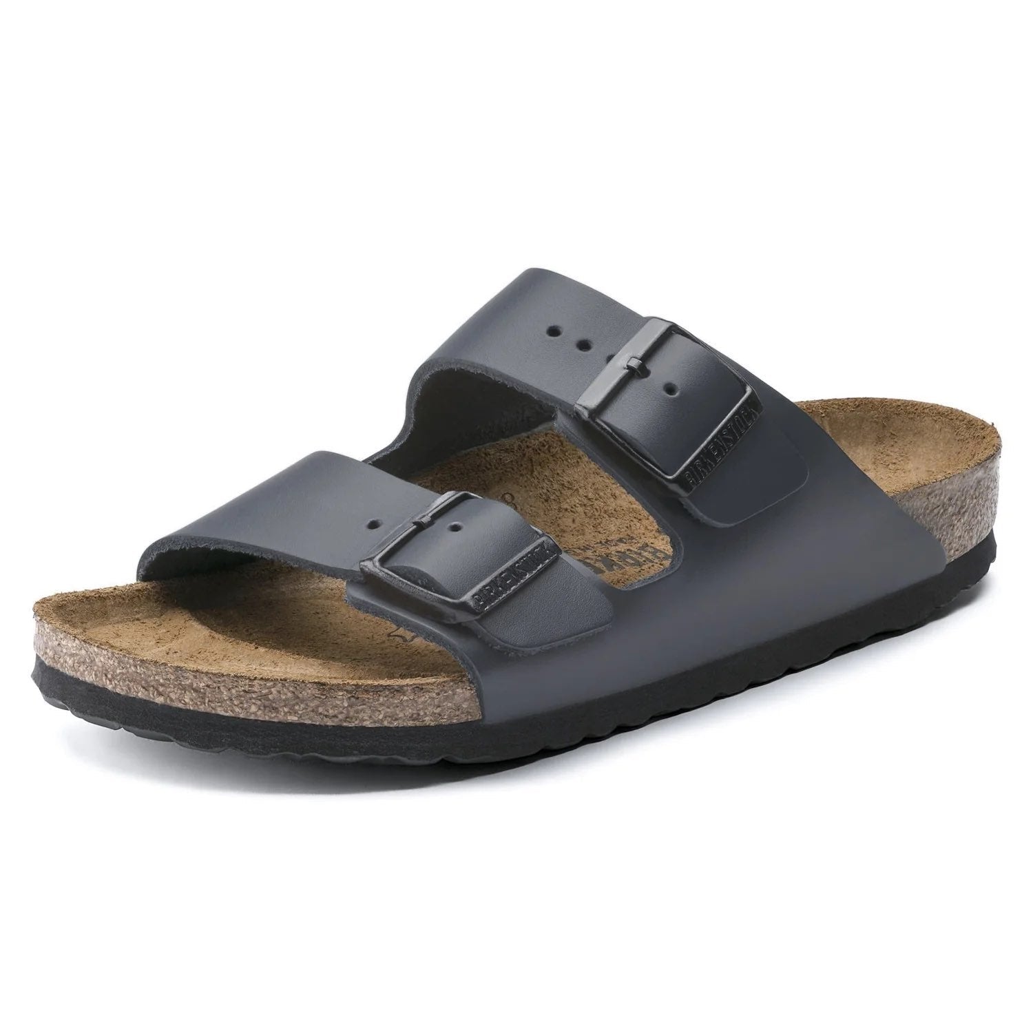 Birkenstock Stylish Slate Grey Two-Strap Sandals with Cork Footbed