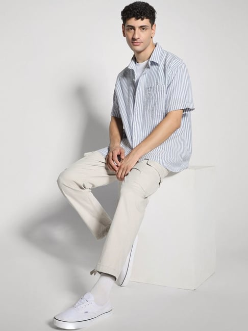 AMERICAN EAGLE Classic Striped Short Sleeve Shirt