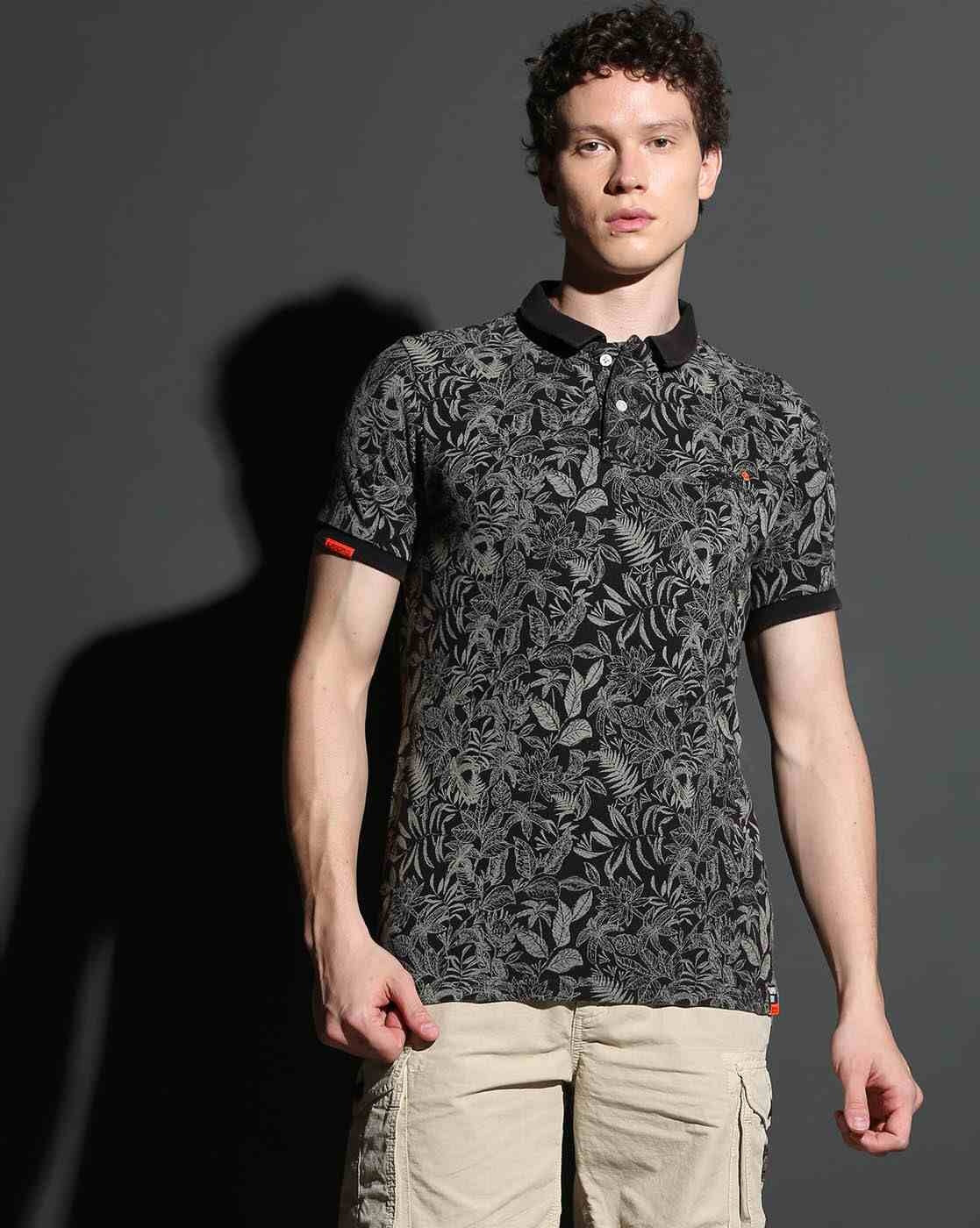 Superdry Tropical Noir Floral Polo Shirt