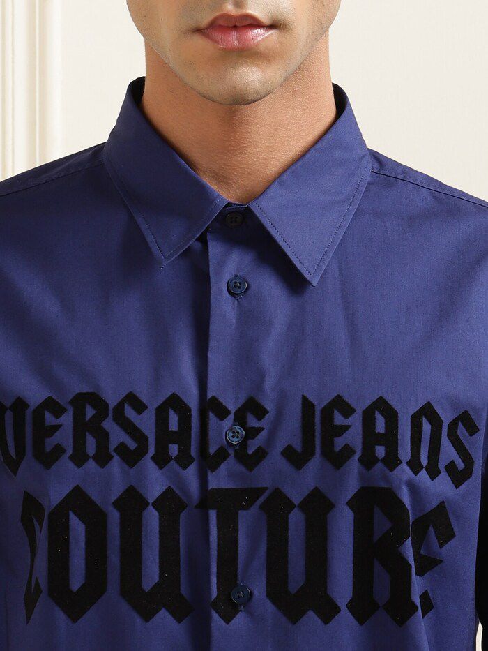 VERSACE JEANS COUTURE Prismatic Azure Classic Fit Long Sleeve Shirt