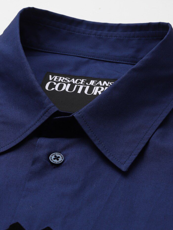 VERSACE JEANS COUTURE Prismatic Azure Classic Fit Long Sleeve Shirt