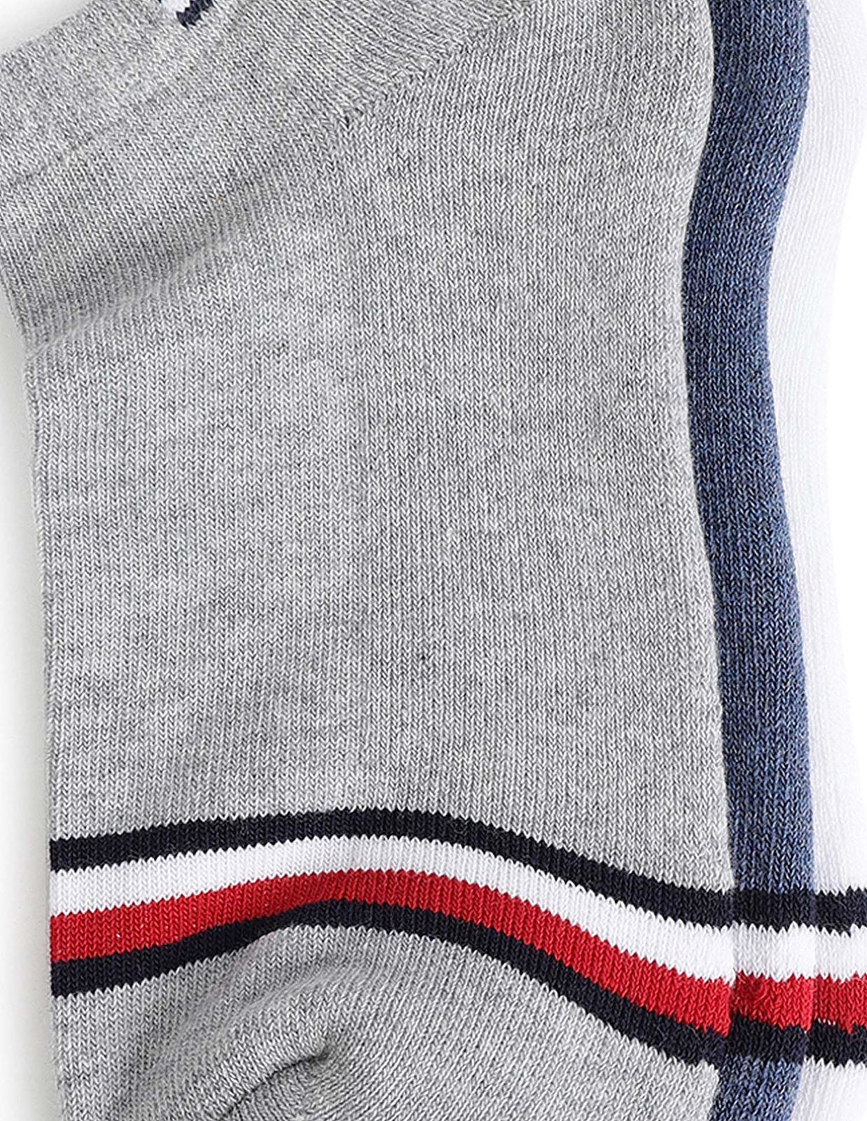 Tommy Hilfiger Cozy Striped Sock Trio in Nautical Blues and Charcoal
