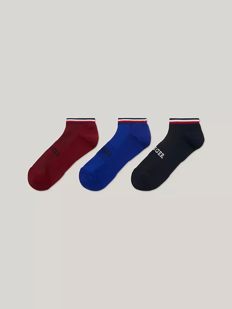 Tommy Hilfiger Colorful Trio of Sporty Socks - Bold Blue, Classic Crimson, and Midnight Black