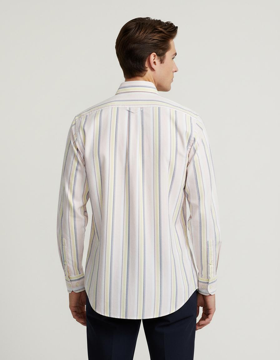 Polo Ralph Lauren Custom Fit Striped Shirt in Soft Pastel Hues - back view