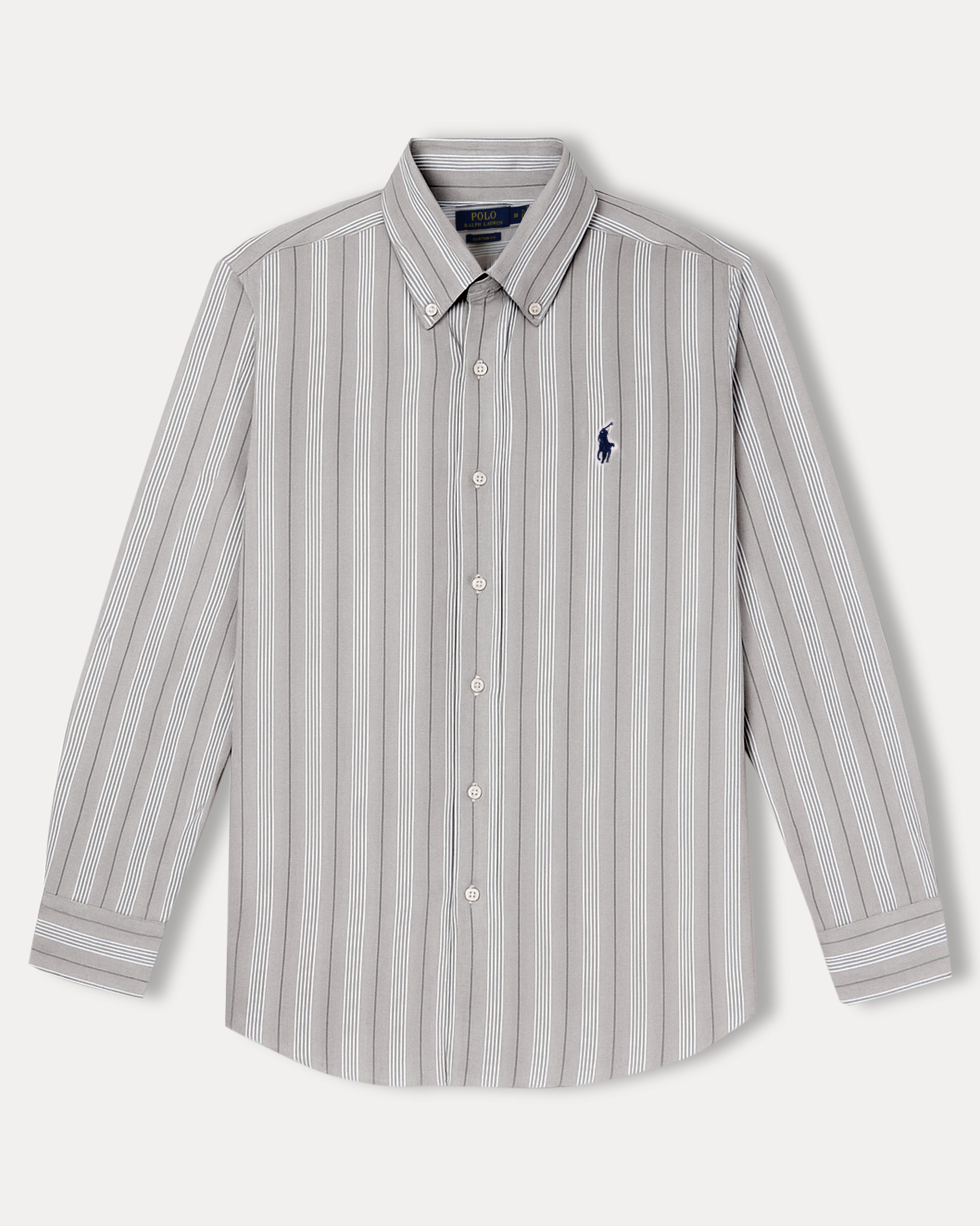 Polo Ralph Lauren Custom Fit Striped Shirt in Soft Silver Mist