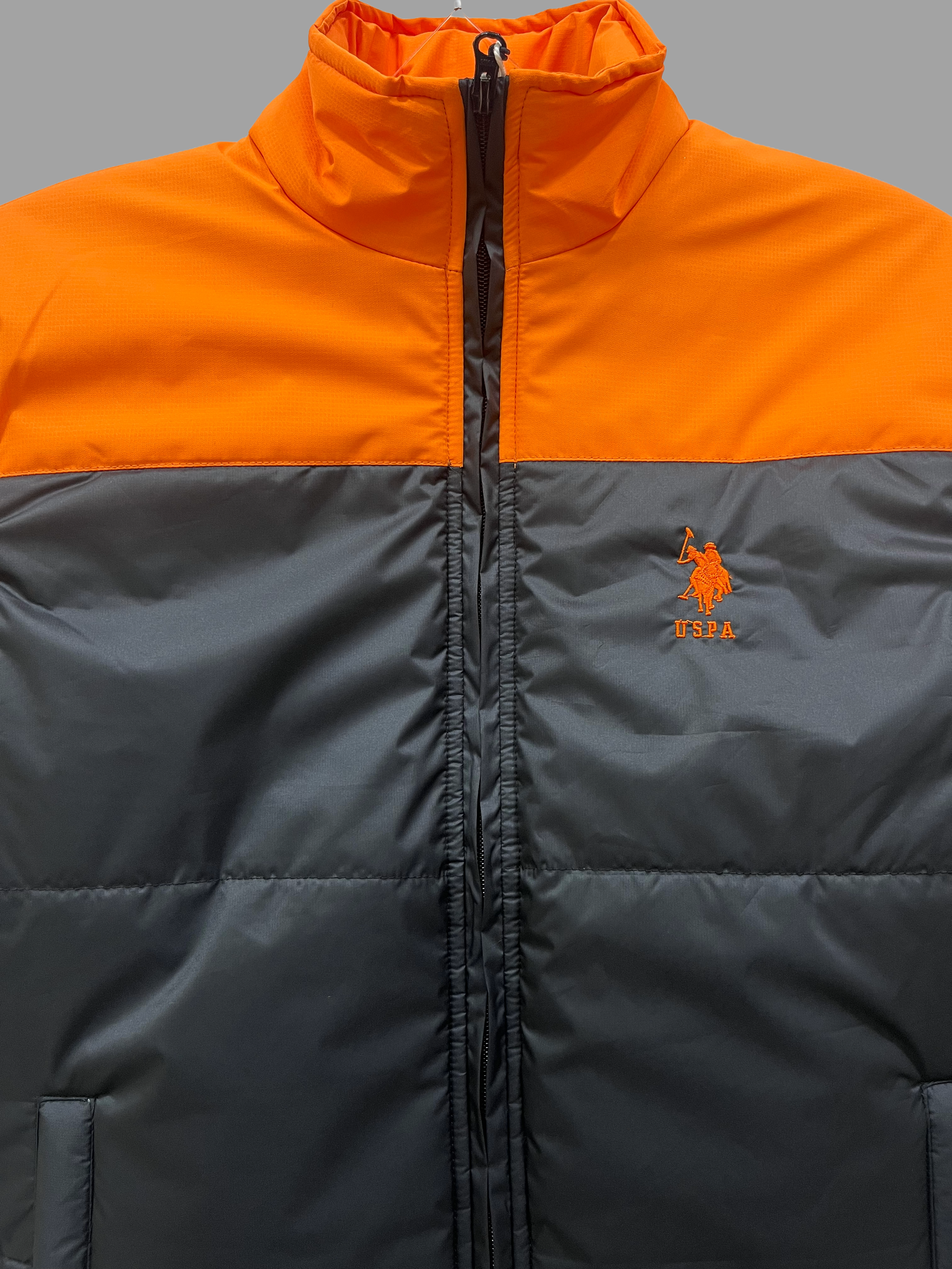 USPA Vibrant Ember & Charcoal Puffer Jacket
