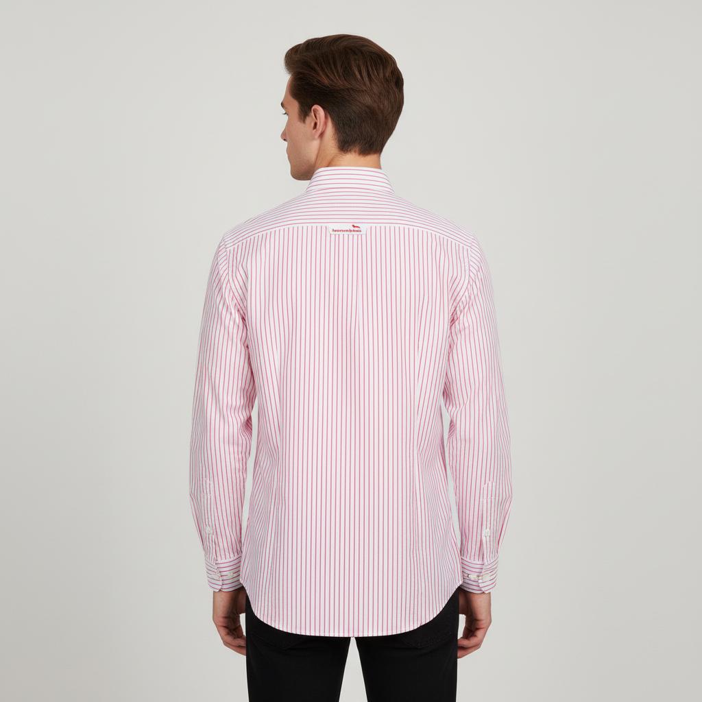 harmont&blaine Striped Elegance Shirt in Blushing Pink - back view