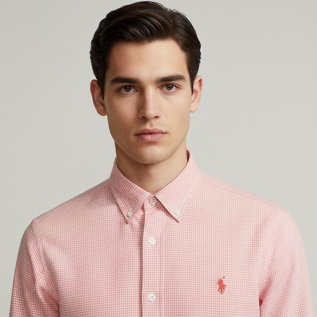 Polo Ralph Lauren Classic Fit Gingham Shirt in Coral Blush - zoomed view