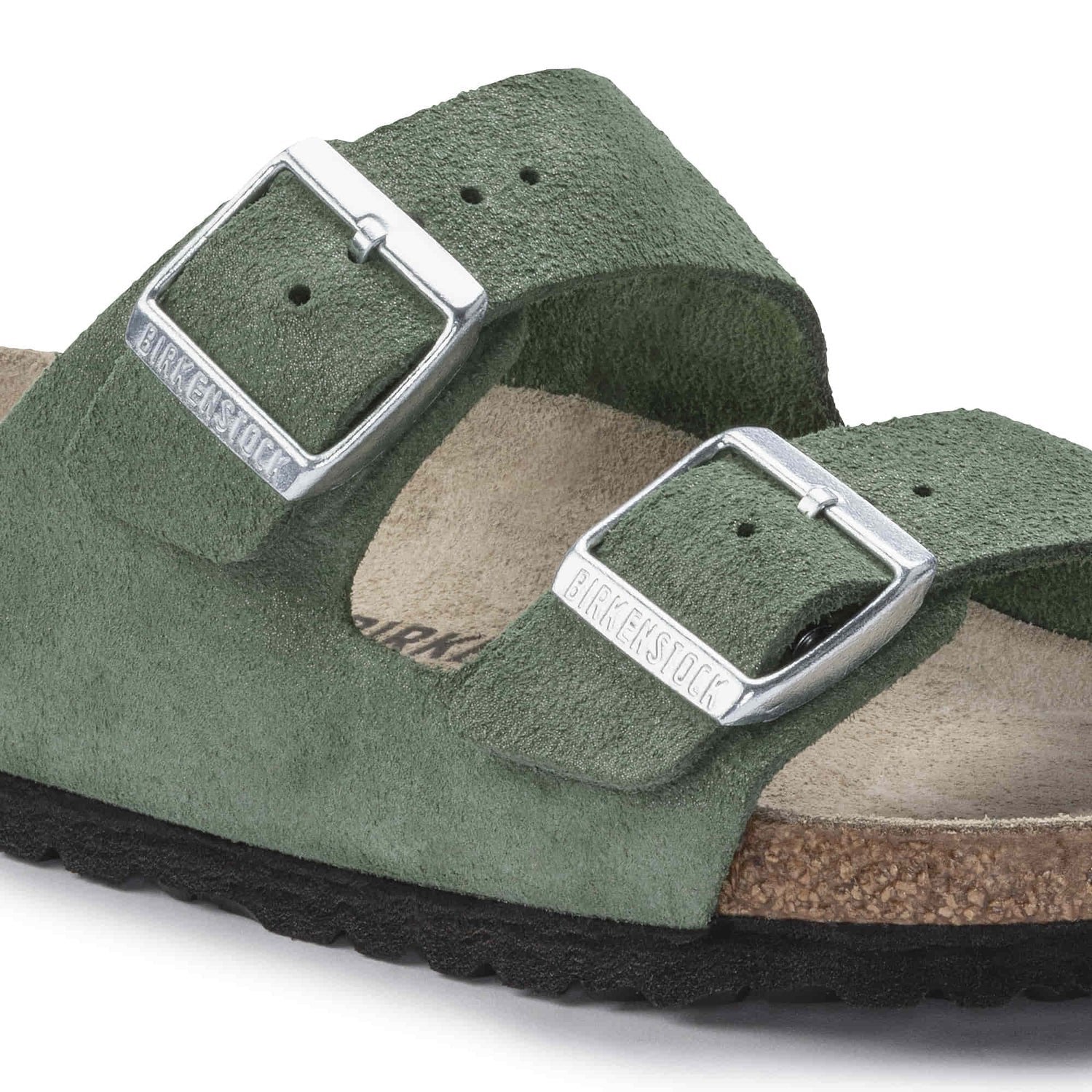 Birkenstock Suede Serenity Green Double Buckle Sandals