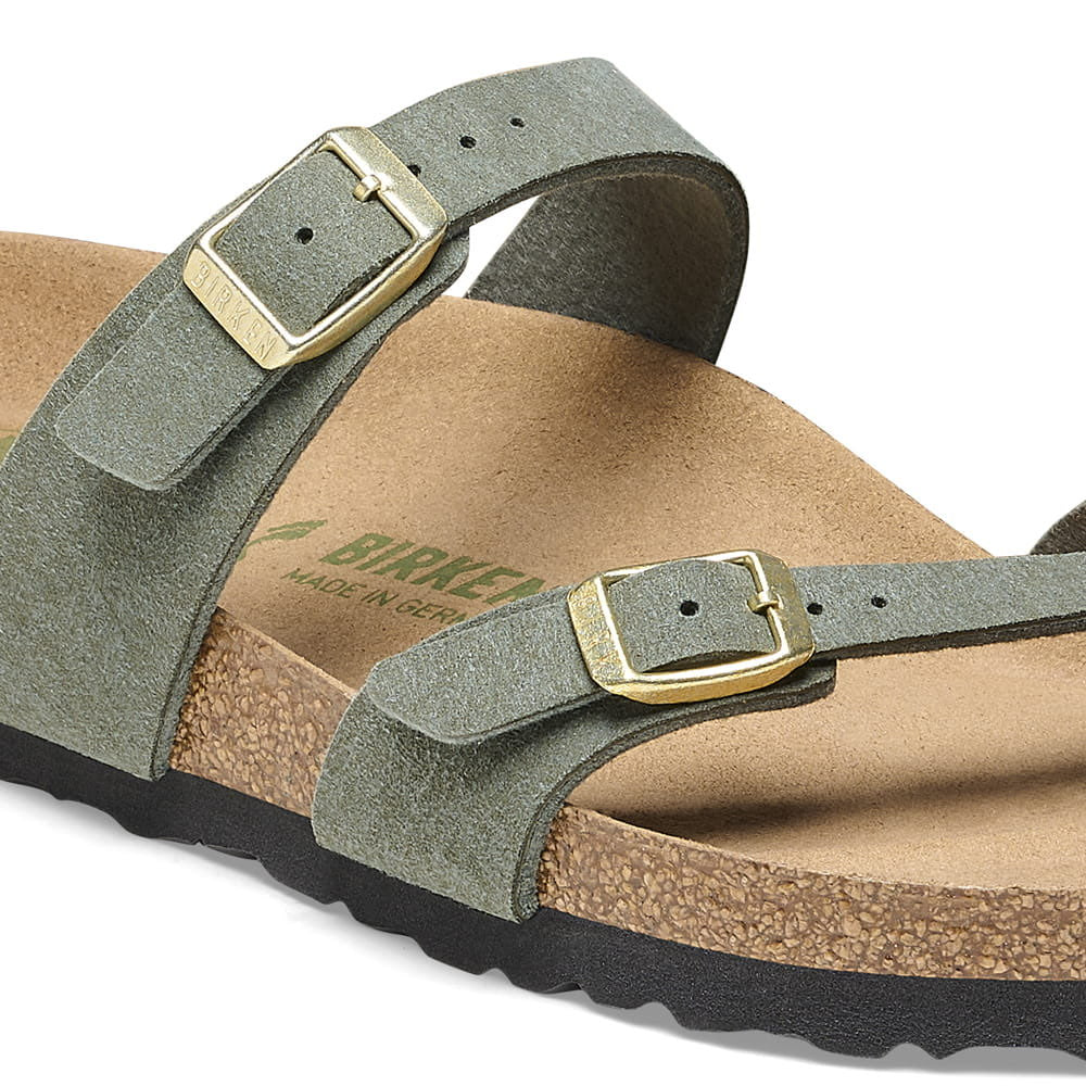 Birkenstock Eco-Friendly Olive Green Vegan Sandals with Chic Buckles