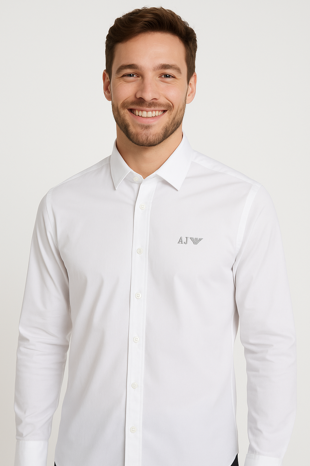 AJ ARMANI JEANS Pristine Pearl Classic Fit Long Sleeve Button-Up Shirt