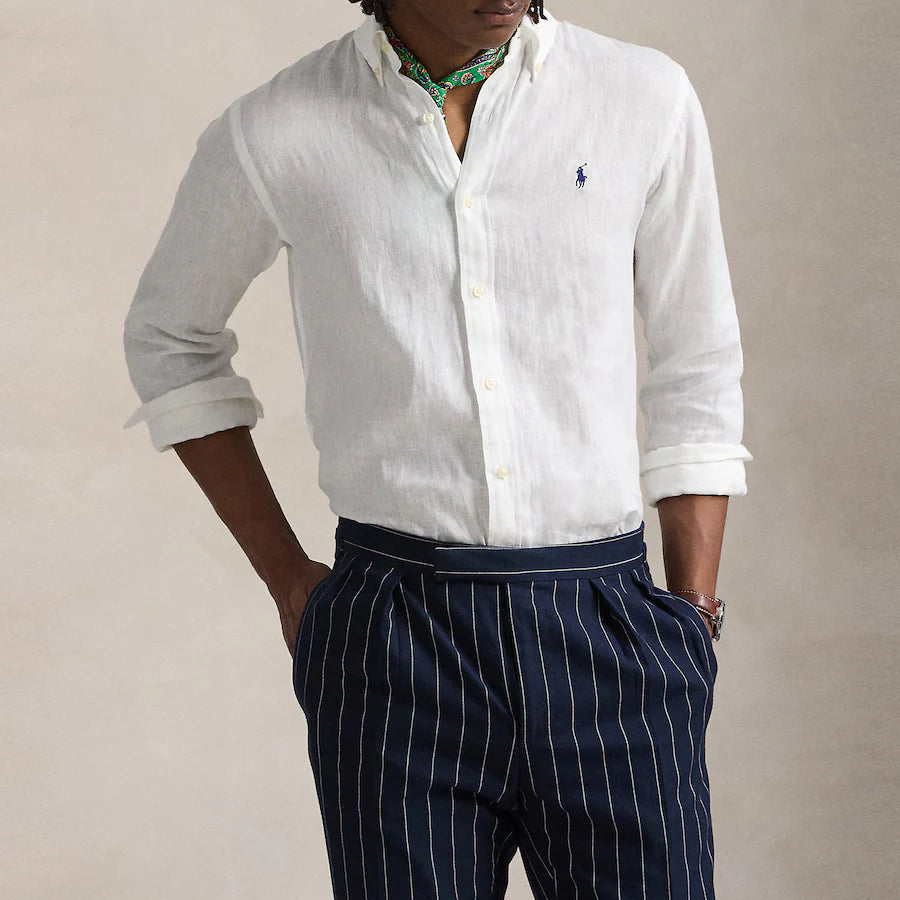 Polo Ralph Lauren Effortlessly Elegant Cotton Linen Shirt in Whisper White