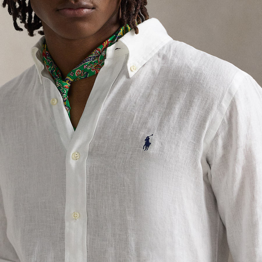 Polo Ralph Lauren Effortlessly Elegant Cotton Linen Shirt in Whisper White