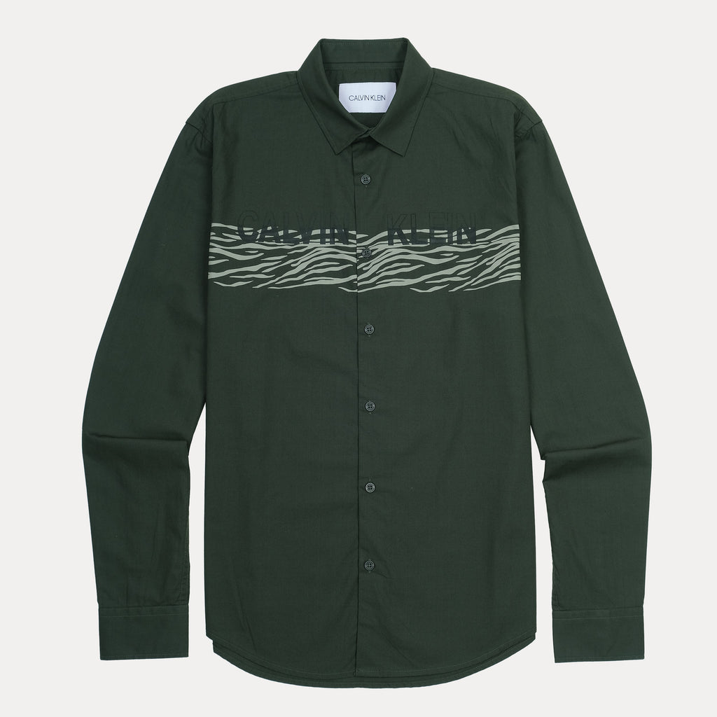 Calvin Klein Urban Jungle Long Sleeve Shirt in Forest Green