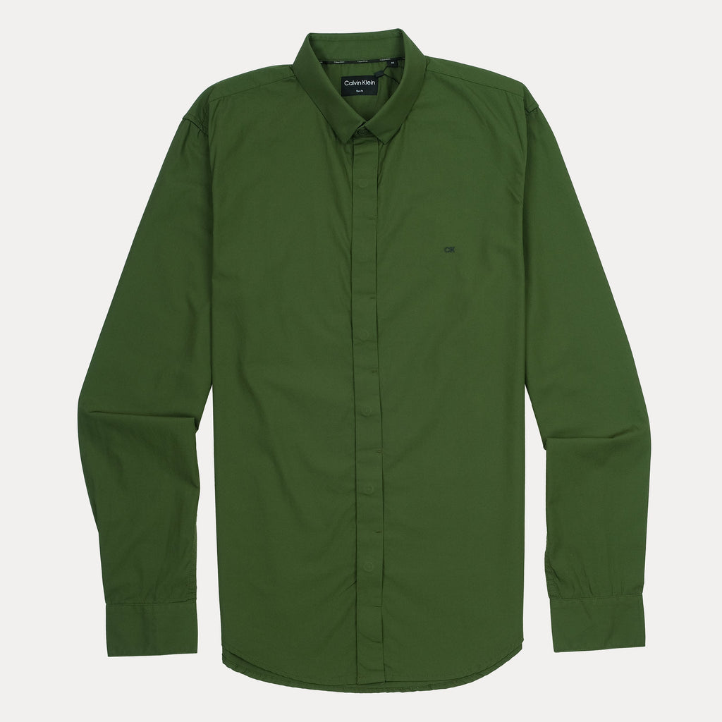 Calvin Klein Slim Fit Button-Up Shirt in Enchanted Forest Green