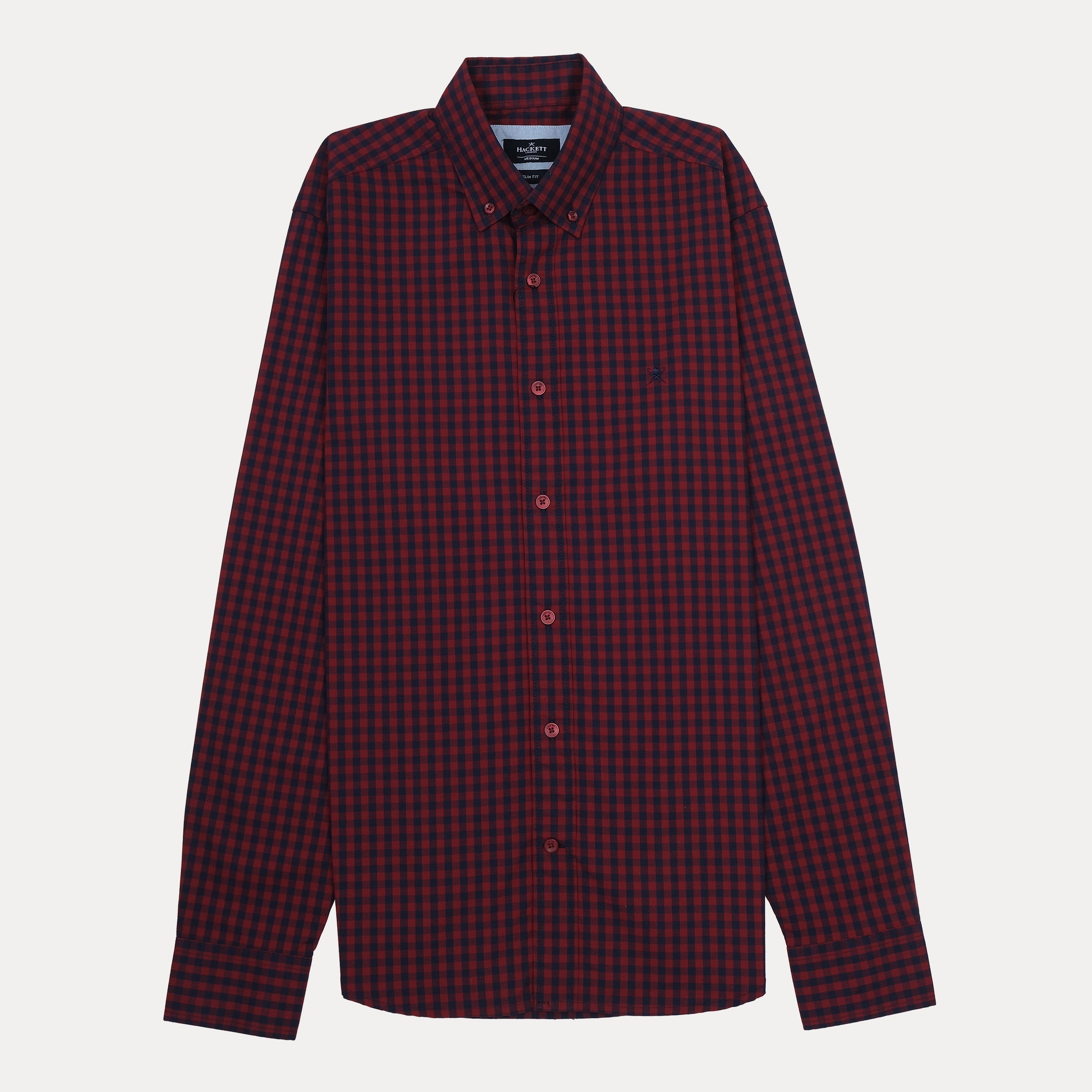 HACKETT Slim Fit Red and Navy Check Shirt