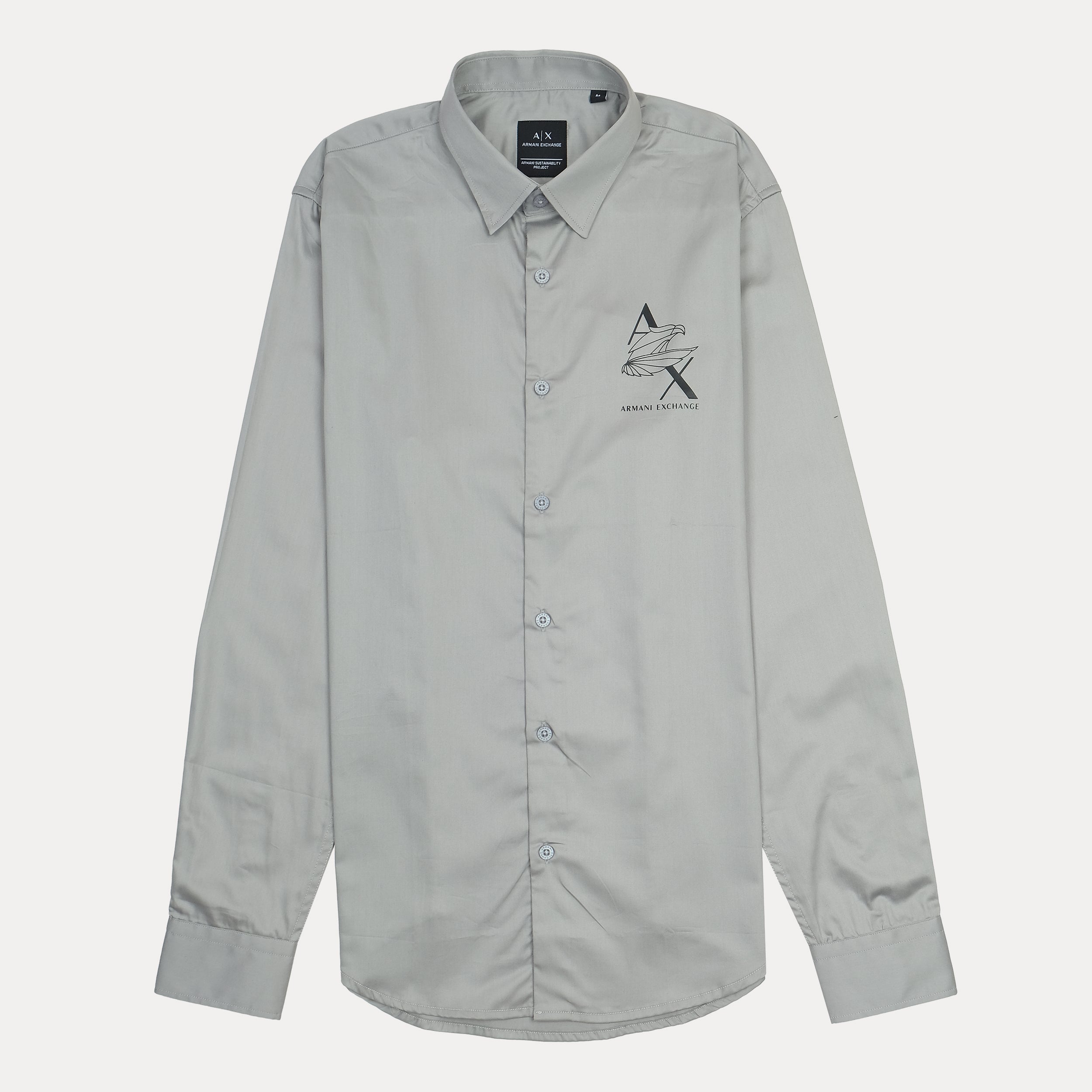 ARMANI EXCHANGE Opulent Ashen Long Sleeve Button-Up Shirt