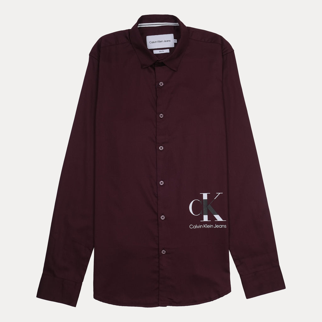 Calvin Klein Jeans Slim Fit Burgundy Shirt