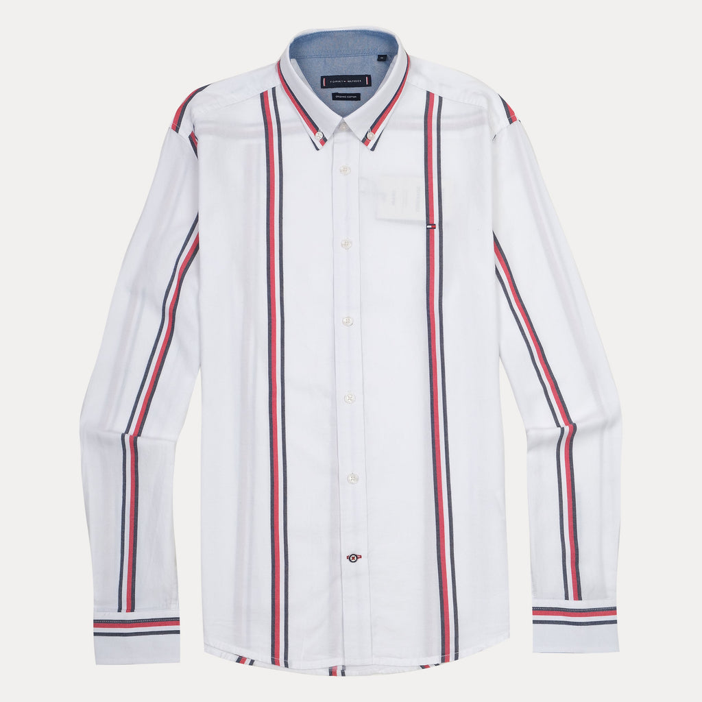 Tommy Hilfiger Organic Cotton Striped Elegance Shirt in Crisp White