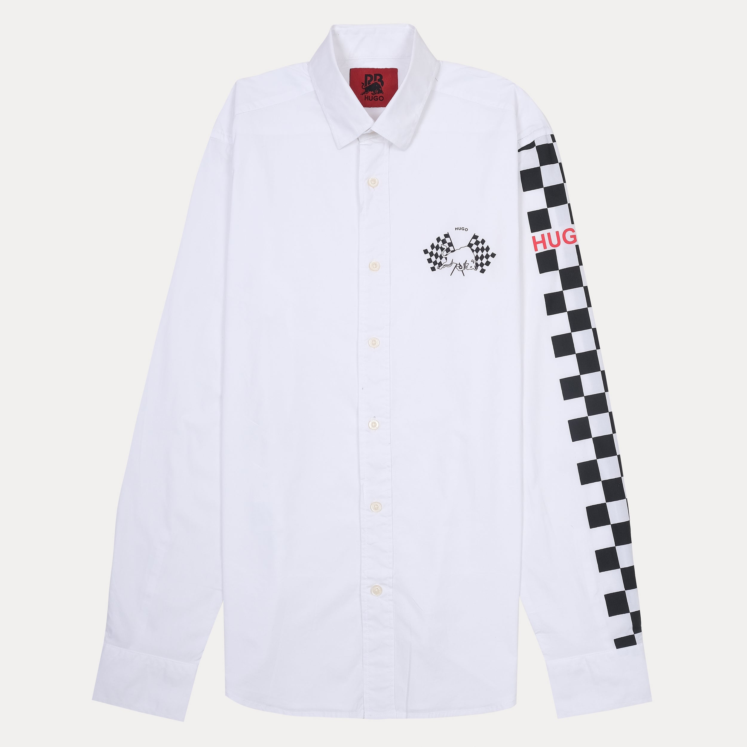 HUGO Checkerboard Graphic Long Sleeve Shirt